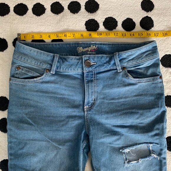 Wrangler Y2K Distressed Denim Jorts Cut-Off Bermuda Jean Shorts - Picture 11 of 16